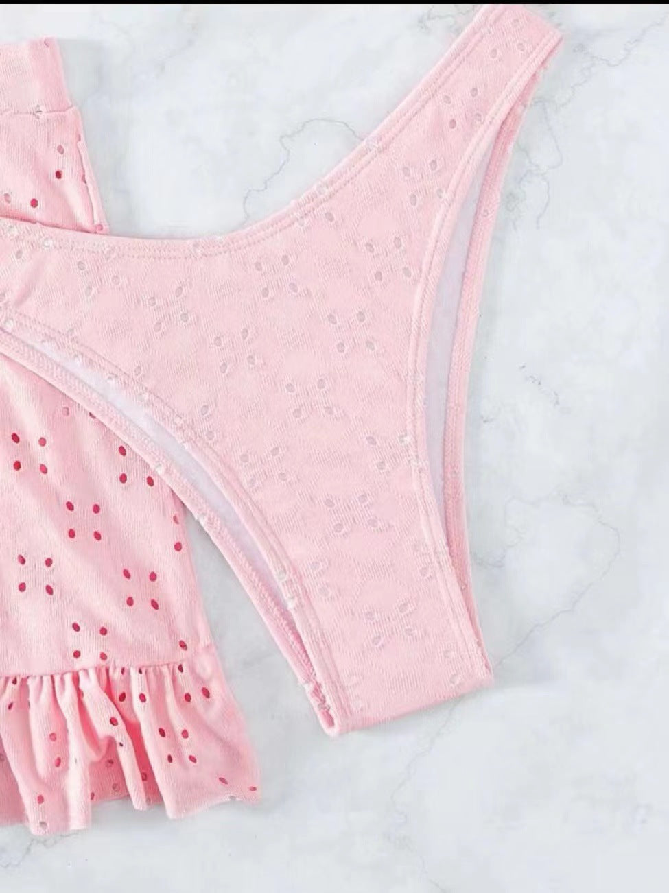 3pcs Beach Bikini With Hip-hugging Skirt Fashion Ruffle Design Swimsuit Set Summer Womens Clothing