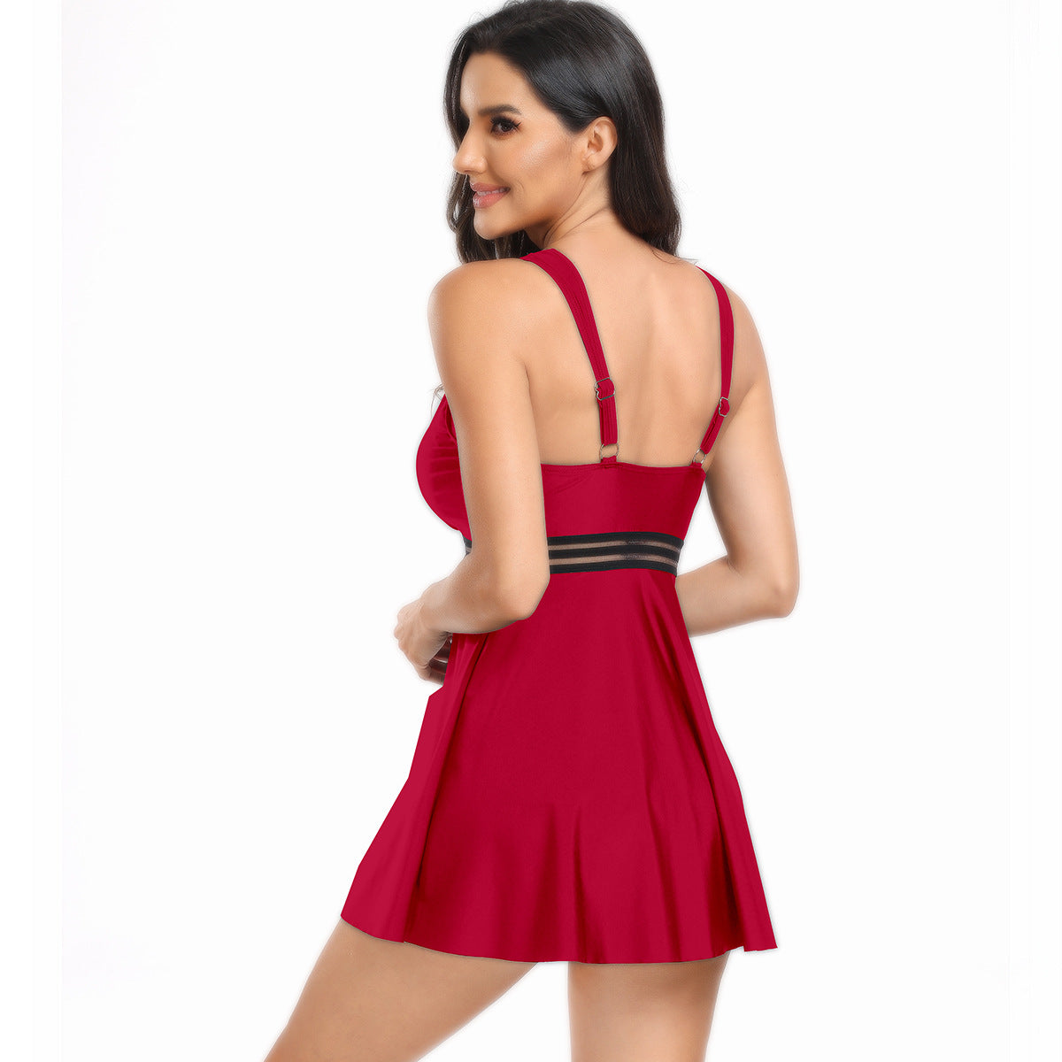 V-neck Printed Swimsuit Dress Summer Beach Vacation Bikini Fashion Womens Clothing