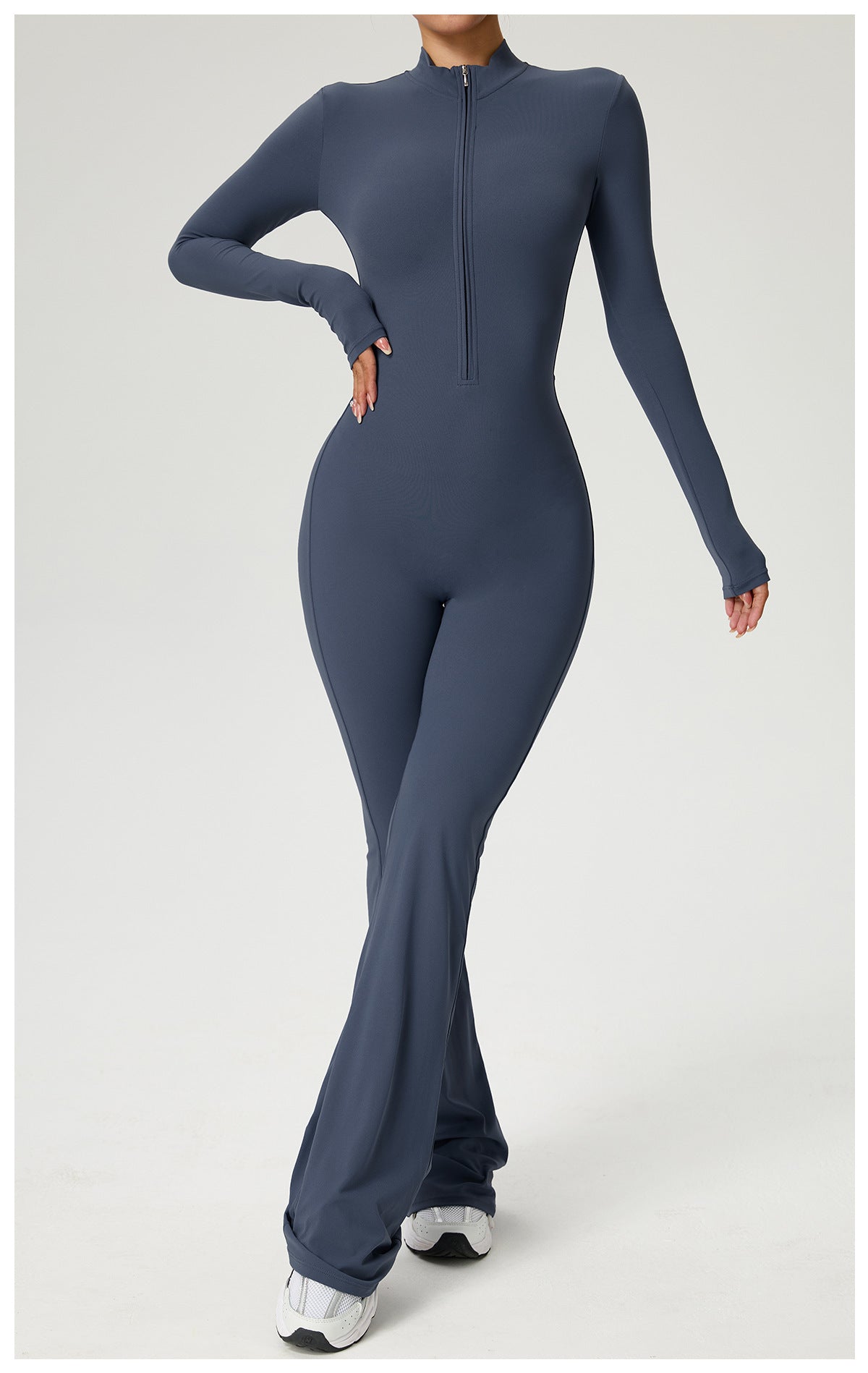 Zip-up Long-sleeve Yoga Bodysuit Fitness And Workout One-piece