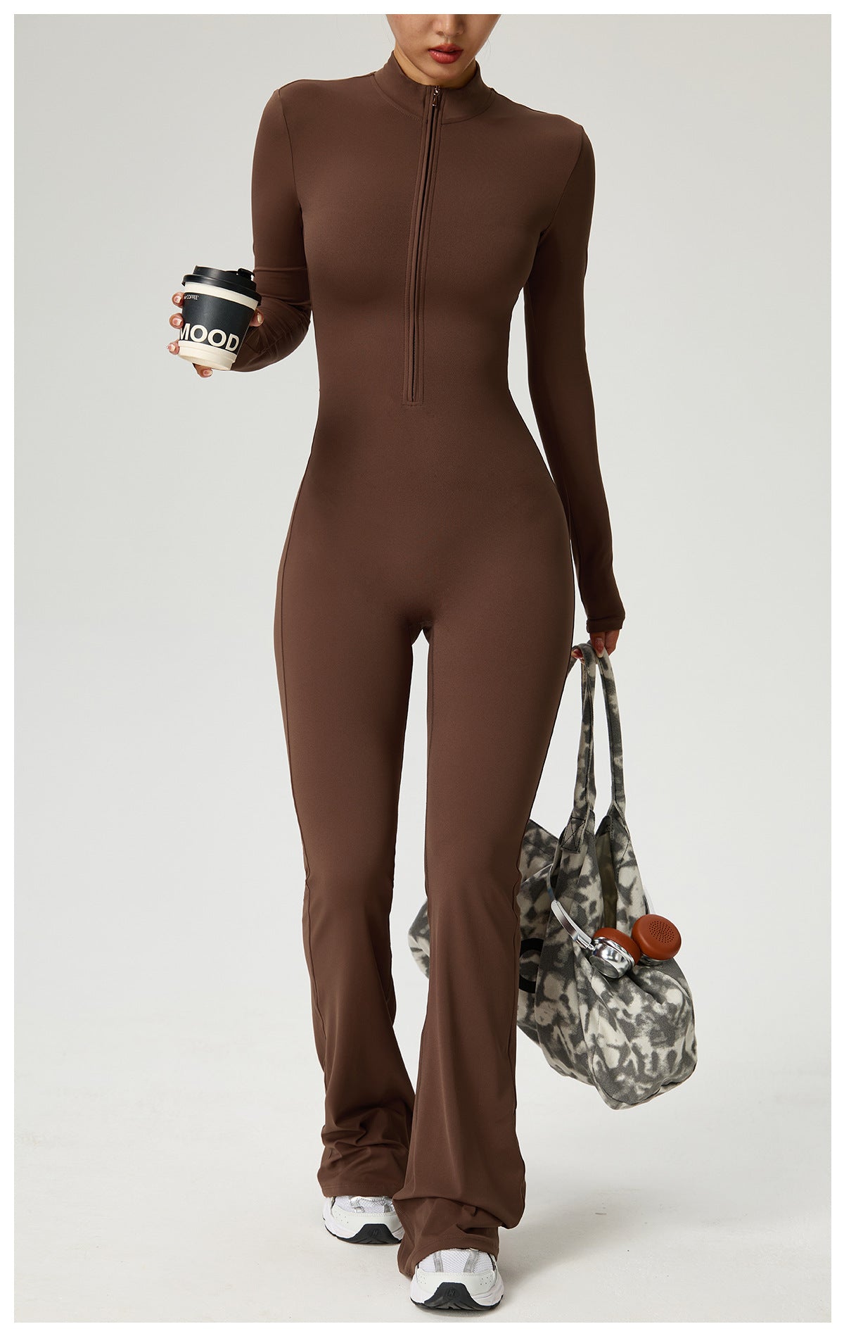 Zip-up Long-sleeve Yoga Bodysuit Fitness And Workout One-piece