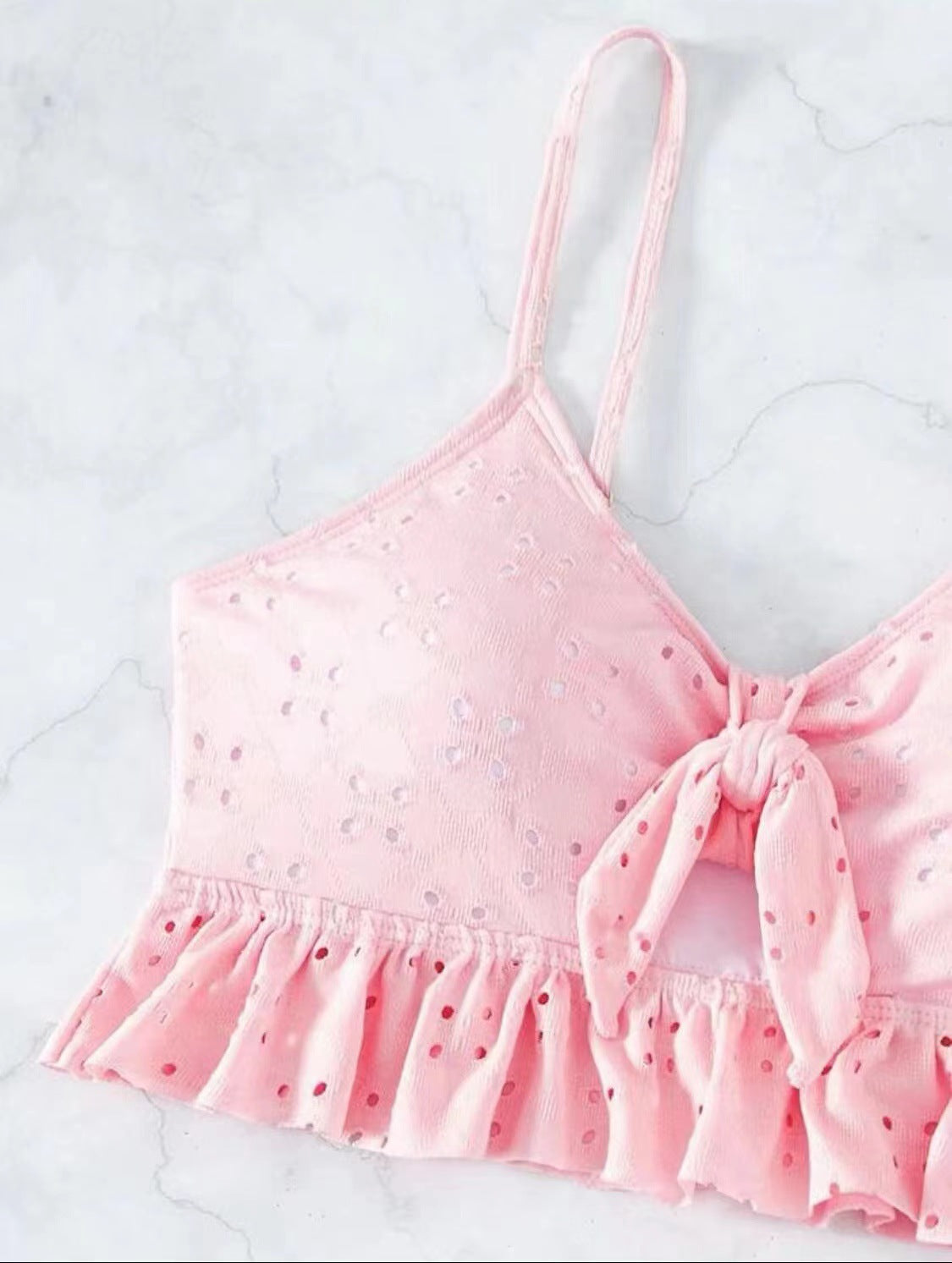 3pcs Beach Bikini With Hip-hugging Skirt Fashion Ruffle Design Swimsuit Set Summer Womens Clothing