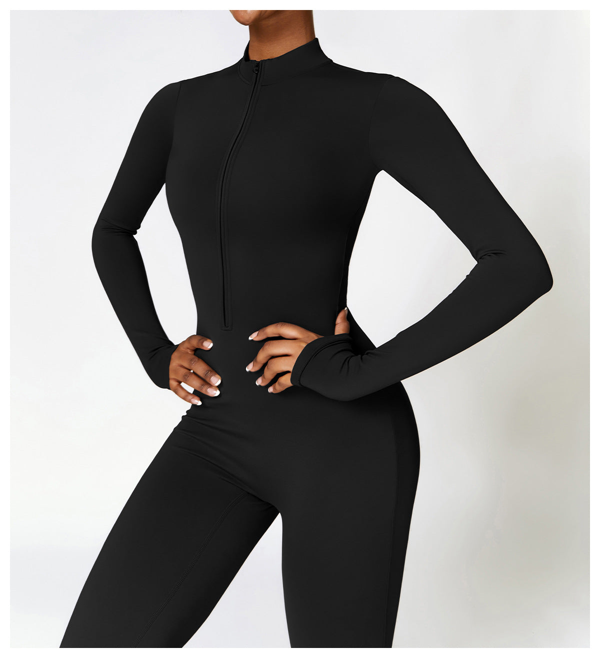 Winter Fleece-lined Yoga Jumpsuit Long Sleeve Warm