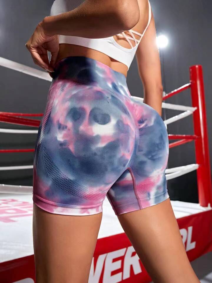 Seamless Peach Hip Raise Tie-dye Yoga Shorts