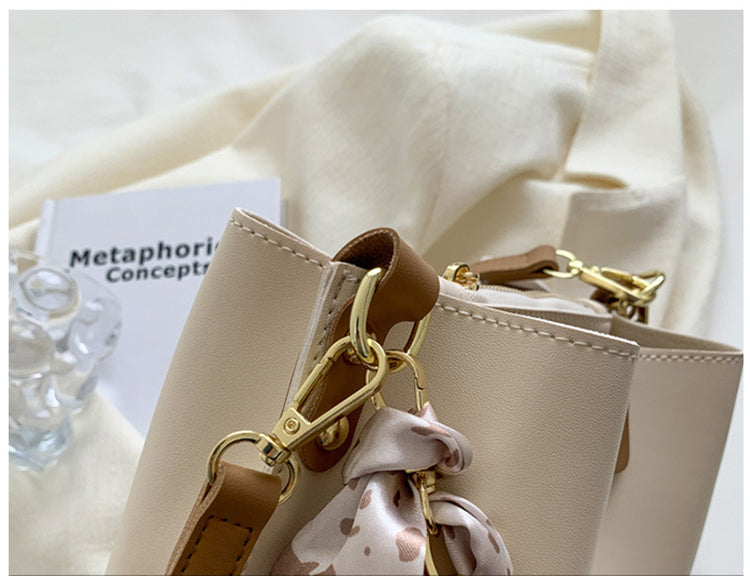 Simple Handbags Women's Shouder Bucket Bags Chain Fashion Textured Messenger Bag
