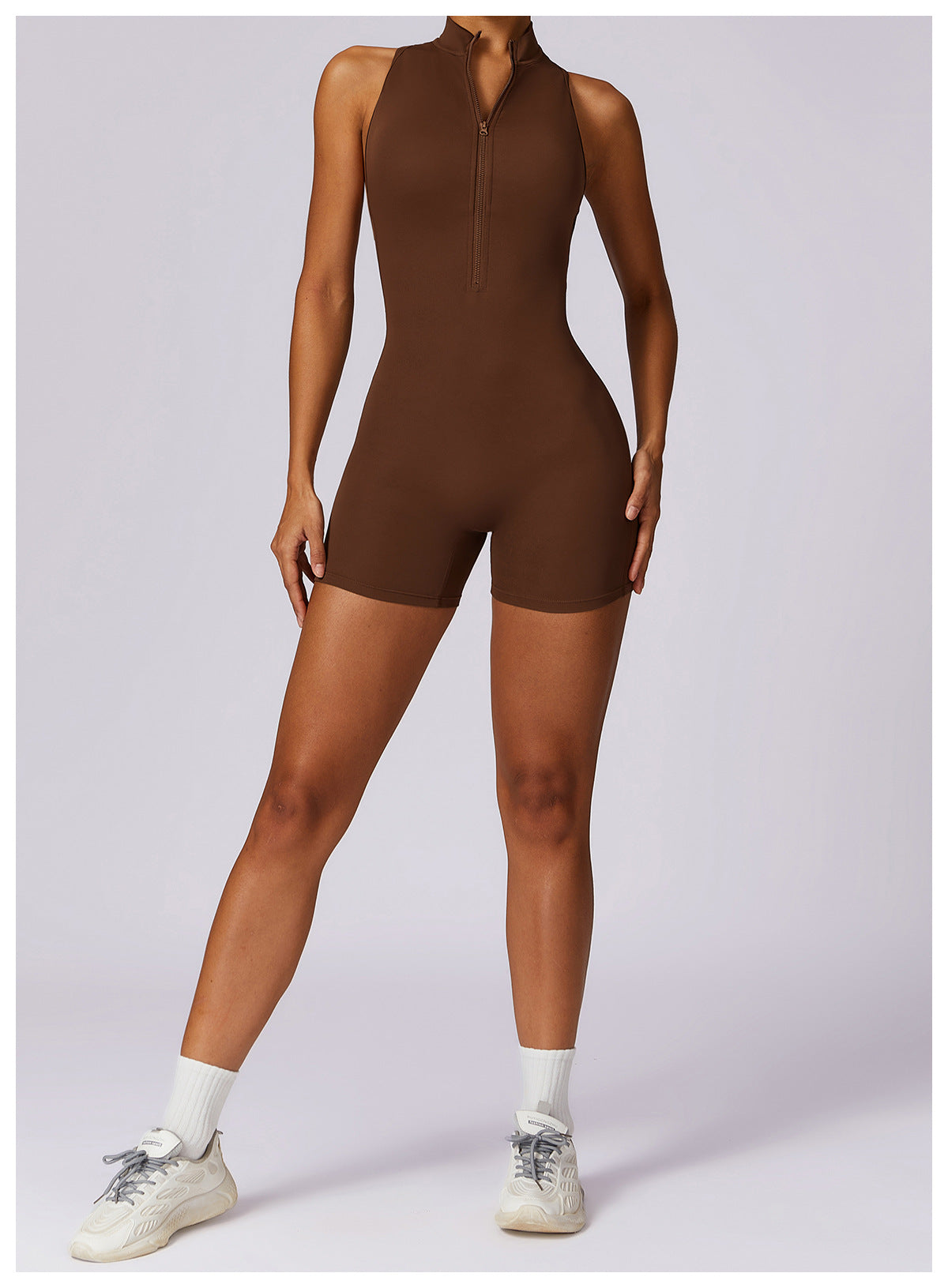 Fitness Yoga Jumpsuit With Zipper Summer Backless Shorts Jumpsuit Bodysuit For Women Clothing