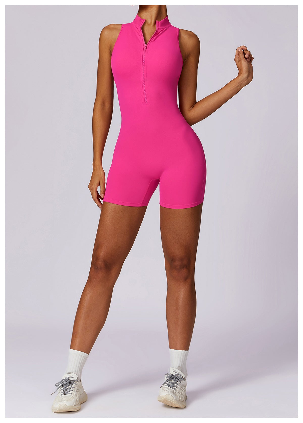 Fitness Yoga Jumpsuit With Zipper Summer Backless Shorts Jumpsuit Bodysuit For Women Clothing