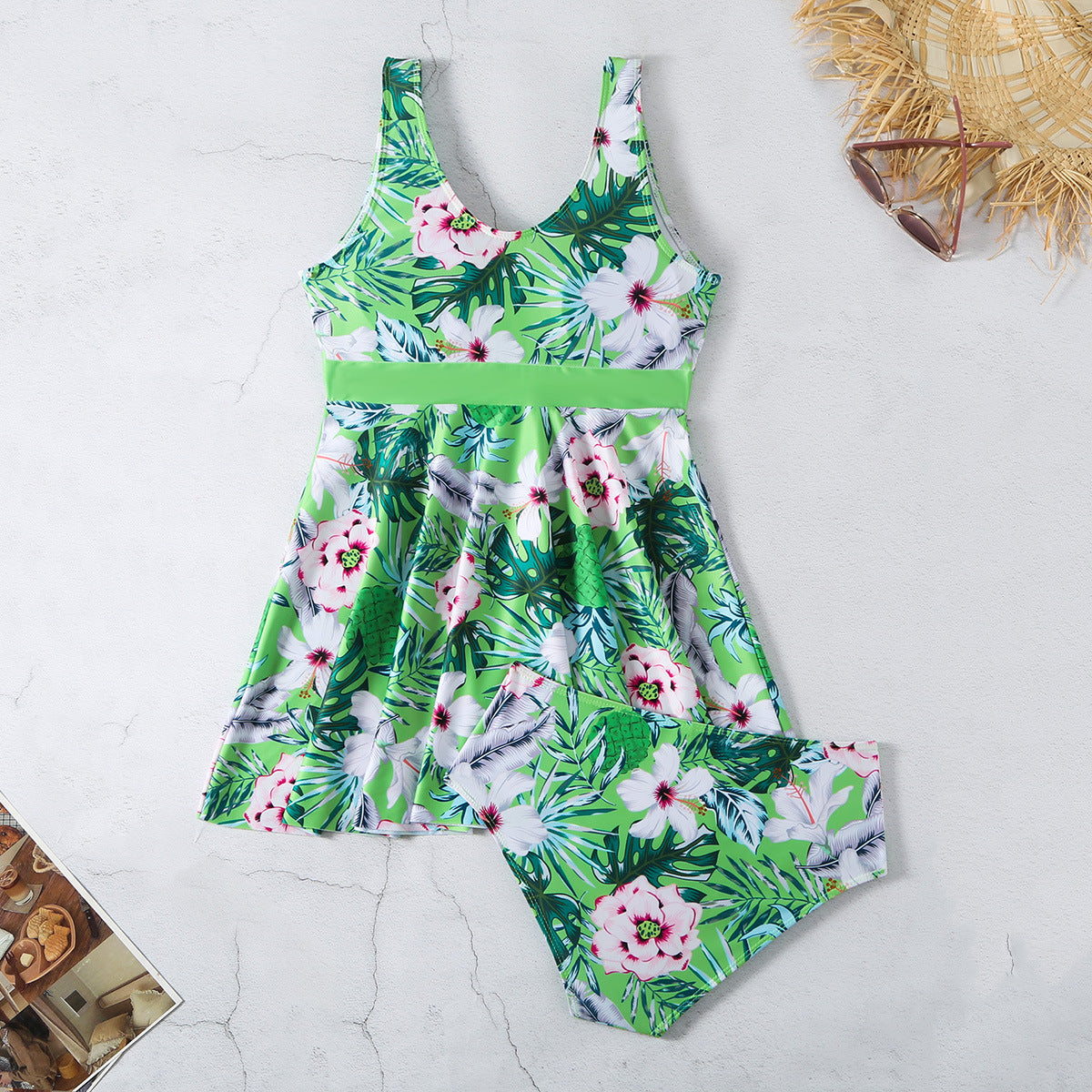 Women's V-neck Printed Split Bikini Swimsuit