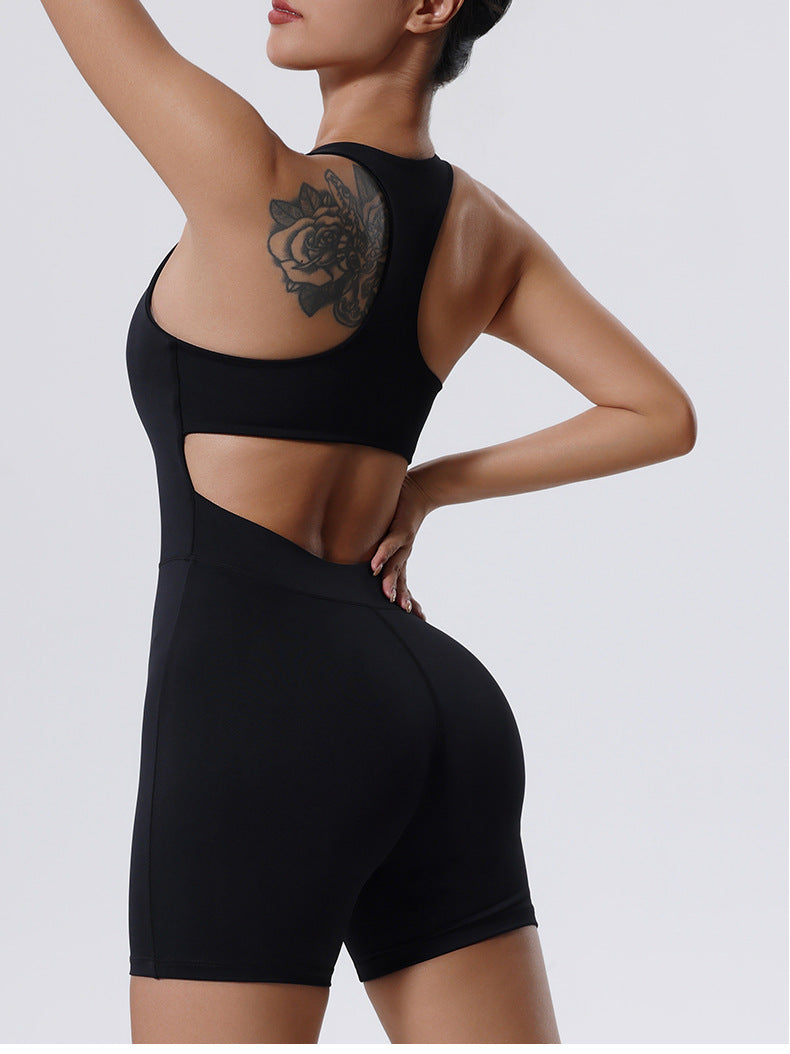 Women's Summer Yoga Zipper Backless Jumpsuit