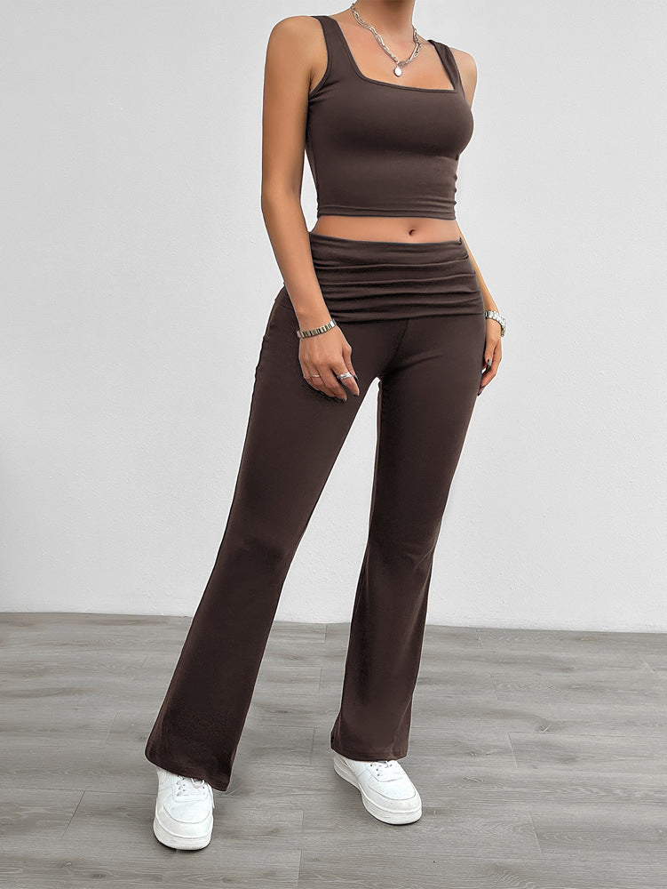 Women's Fashion Casual Solid Color Vest Body-hugging Suit