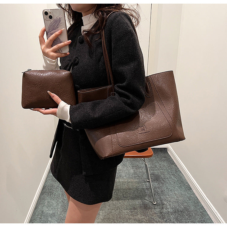 Casual Retro Shoulder Bag Texture Class Commuter Tote