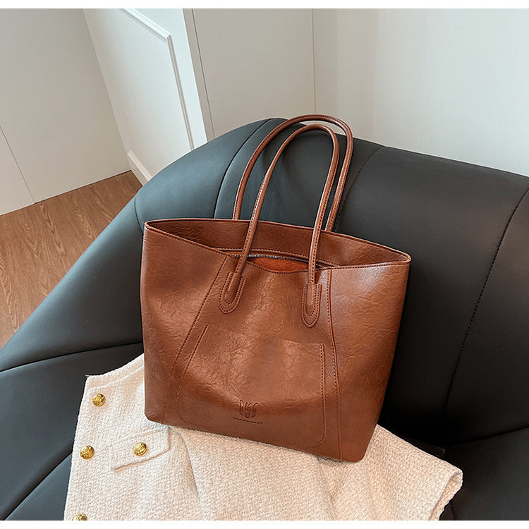 Casual Retro Shoulder Bag Texture Class Commuter Tote