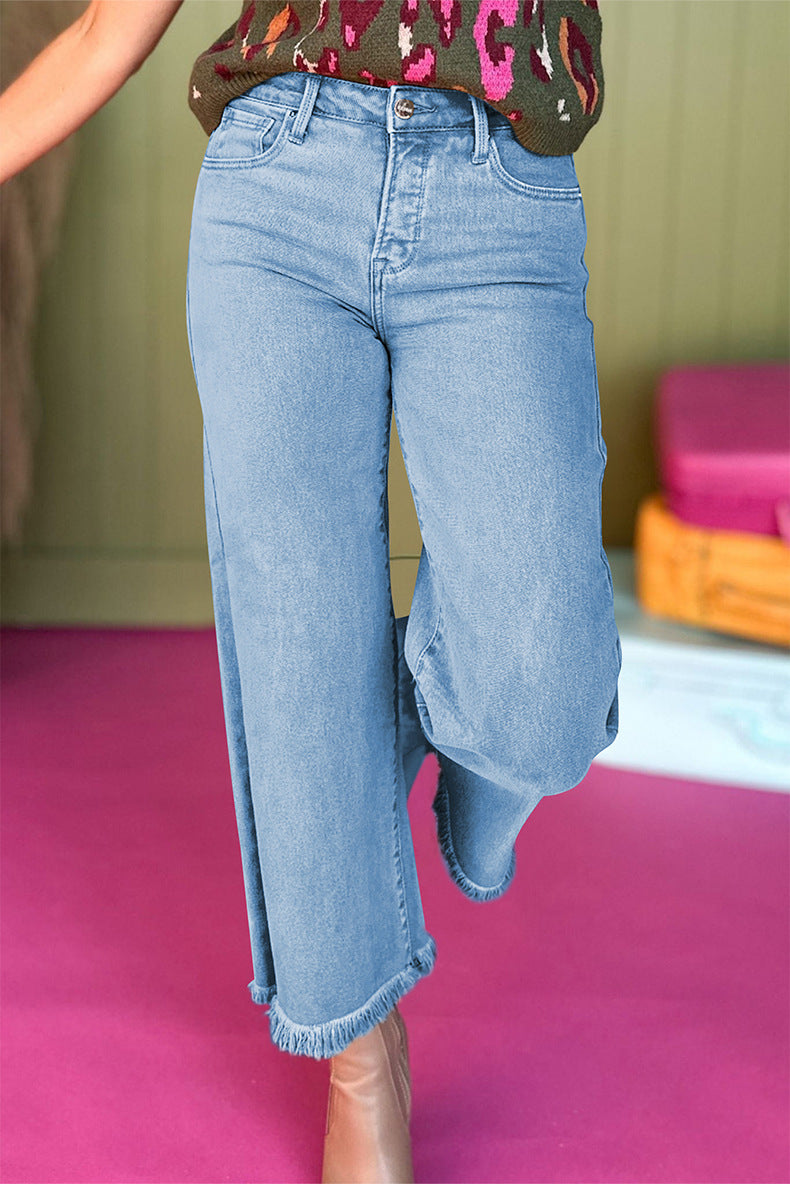 European And American Leisure Versatile High Waist Zipper Jeans