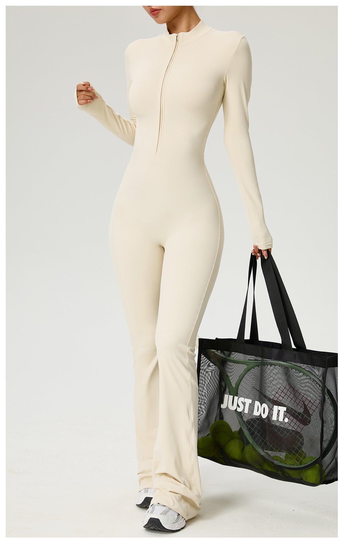 Zip-up Long-sleeve Yoga Bodysuit Fitness And Workout One-piece
