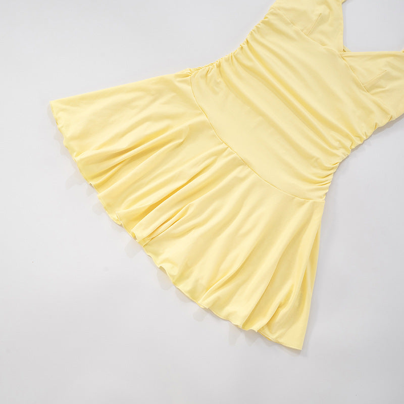 Sexy V-neck Suspender Dress Y2K Fashion Slim Ruffled Short Dresses For Women Clithing