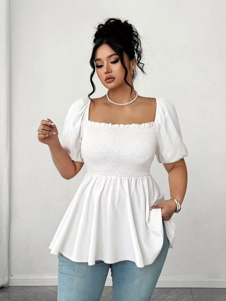 New Stylish Pleated Womens Blouse In Plus Sizes