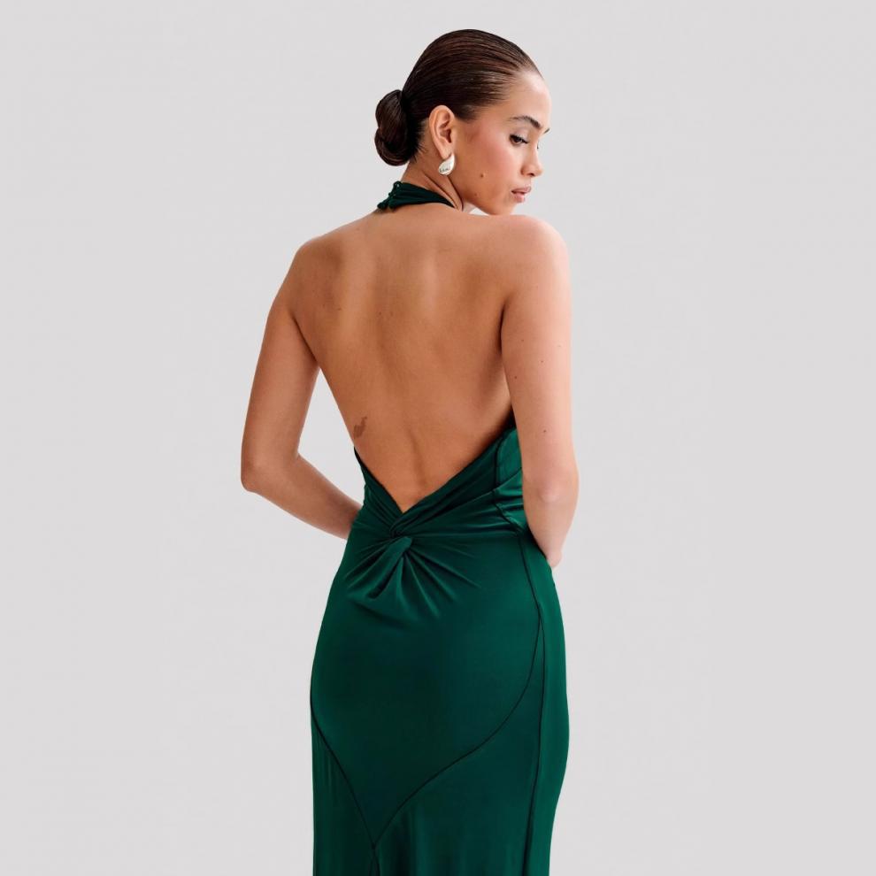Ins Bodycon Halter Dress Sexy Backless Slim Fit Waist Slimming Maxi Dresses Prom Party Club Clothing For Women