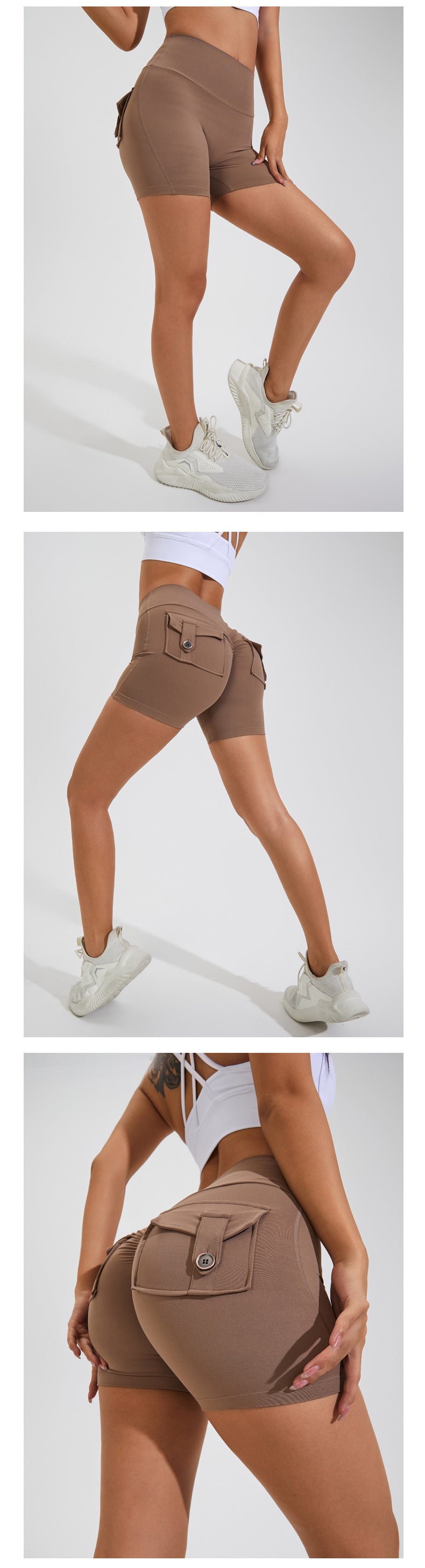High Waist Hip Lifting Shorts With Pockets Quick Dry Yoga Fitness Sports Pants Summer Women Clothes
