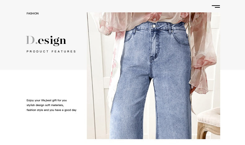 Women's High Waist Casual Loose Solid Color Jeans