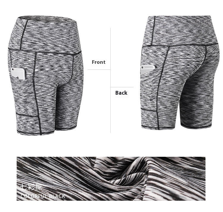 Women's High Waist Yoga Shorts Diagonal Pocket Running Training Quick-drying Tights Stretch Fitness