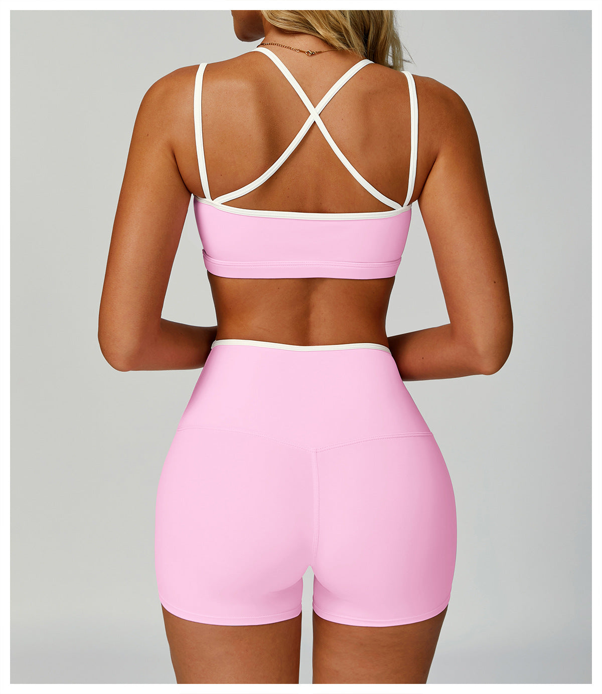 Contrastcolor Trimmed Women's TightfittingBackrevealing Yoga Wear Sports Outdoor Fitness Set