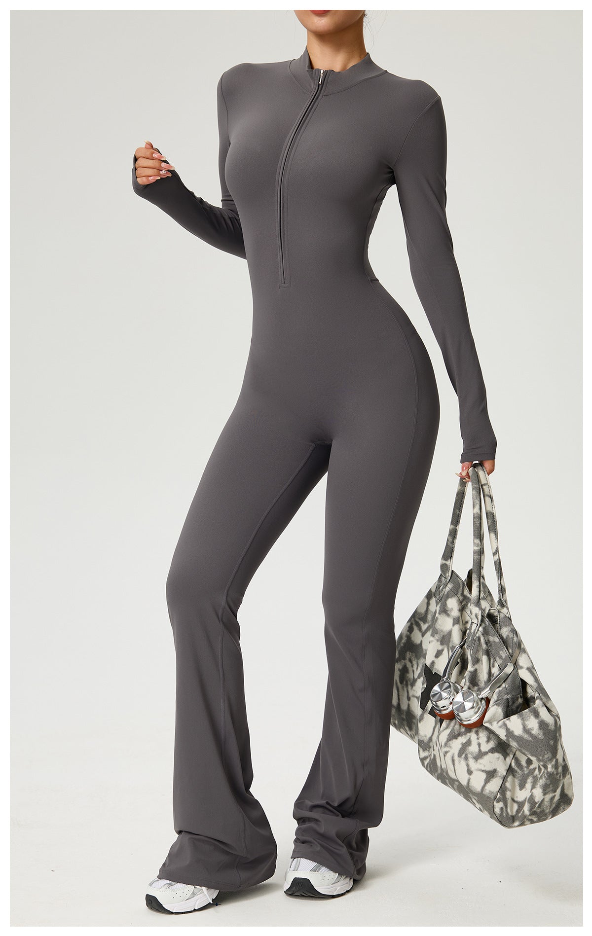 Zip-up Long-sleeve Yoga Bodysuit Fitness And Workout One-piece