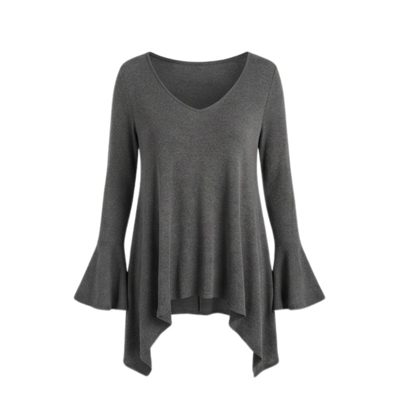 Womens Top With An Irregular Hem And Cuffs