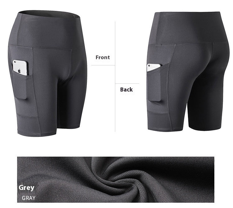 Women's High Waist Yoga Shorts Diagonal Pocket Running Training Quick-drying Tights Stretch Fitness