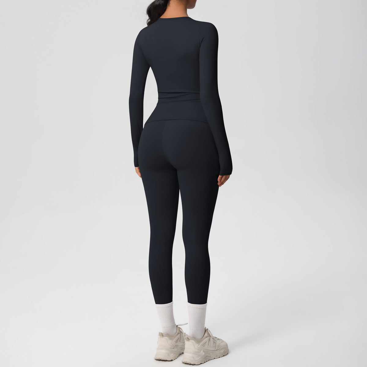 Double-sided Sanding Pure Color Tight Training Long Sleeve Yoga Clothes Suit