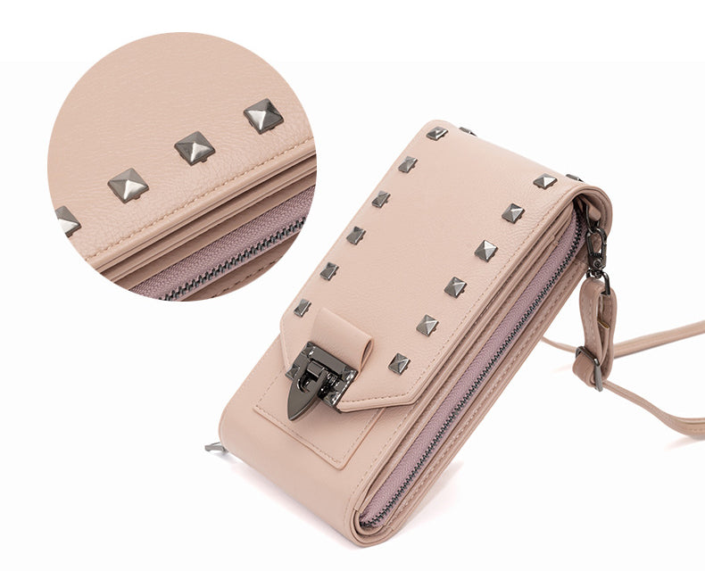 Rivet Design Shoulder Bags Mobile Phone Handbag Solid Color Crossbody Bags Women
