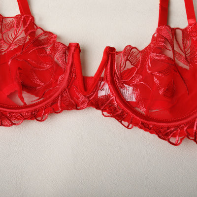 Embroidered Hollow-Out Bra Set Lingerie For Intimate Moments