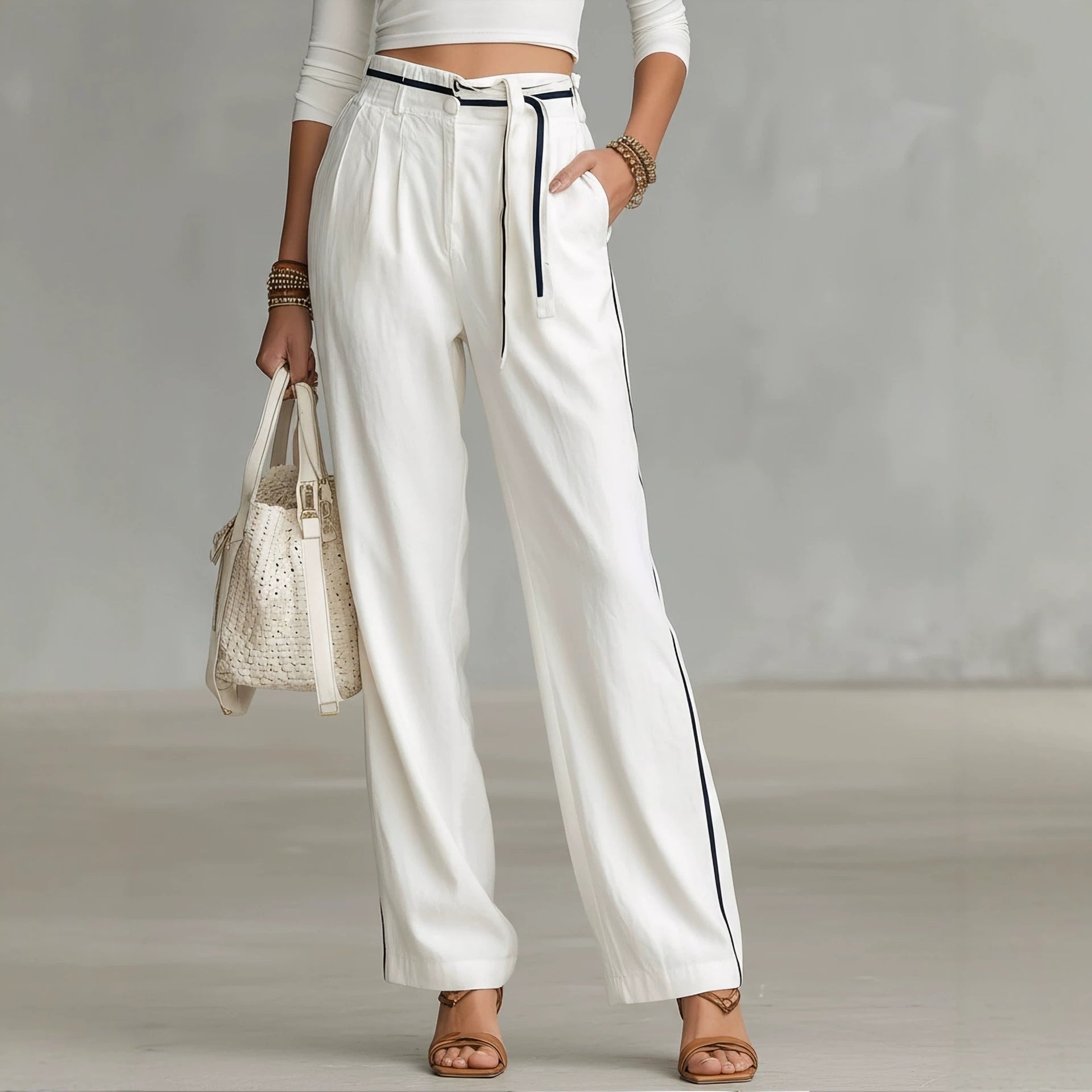 Womens Fashionable Casual Loose-fitting Versatile Trousers