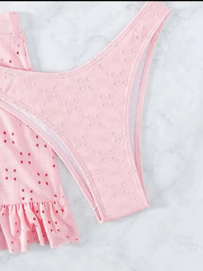 3pcs Beach Bikini With Hip-hugging Skirt Fashion Ruffle Design Swimsuit Set Summer Womens Clothing