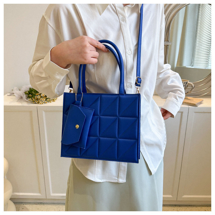 Fashion Plaid Shoulder With Small Wallet Simple Elegant Portable Square Tots Women's Handbag