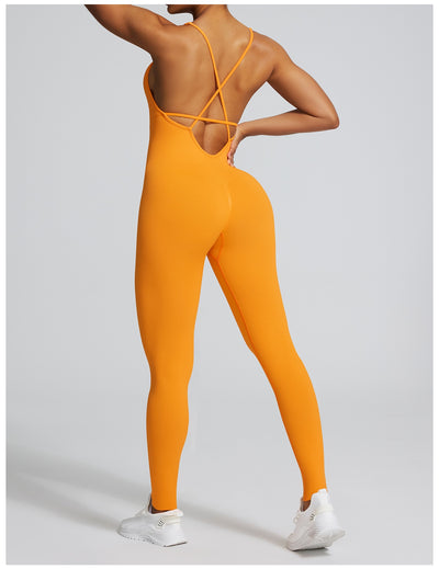 Seamless Back-Supporting Yoga Jumpsuit For Women With Straps