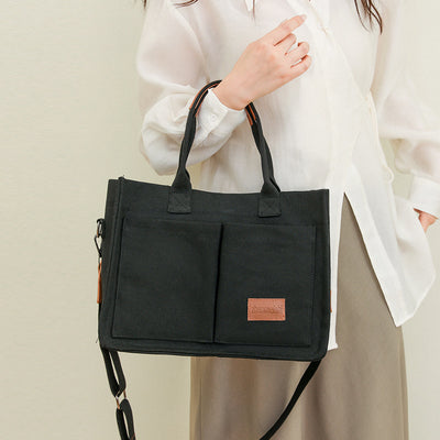 New Canvas Shoulder Bag Women Large Capacity Multi-pocket Handbags Casual Crossbody Shopper Bags For Students
