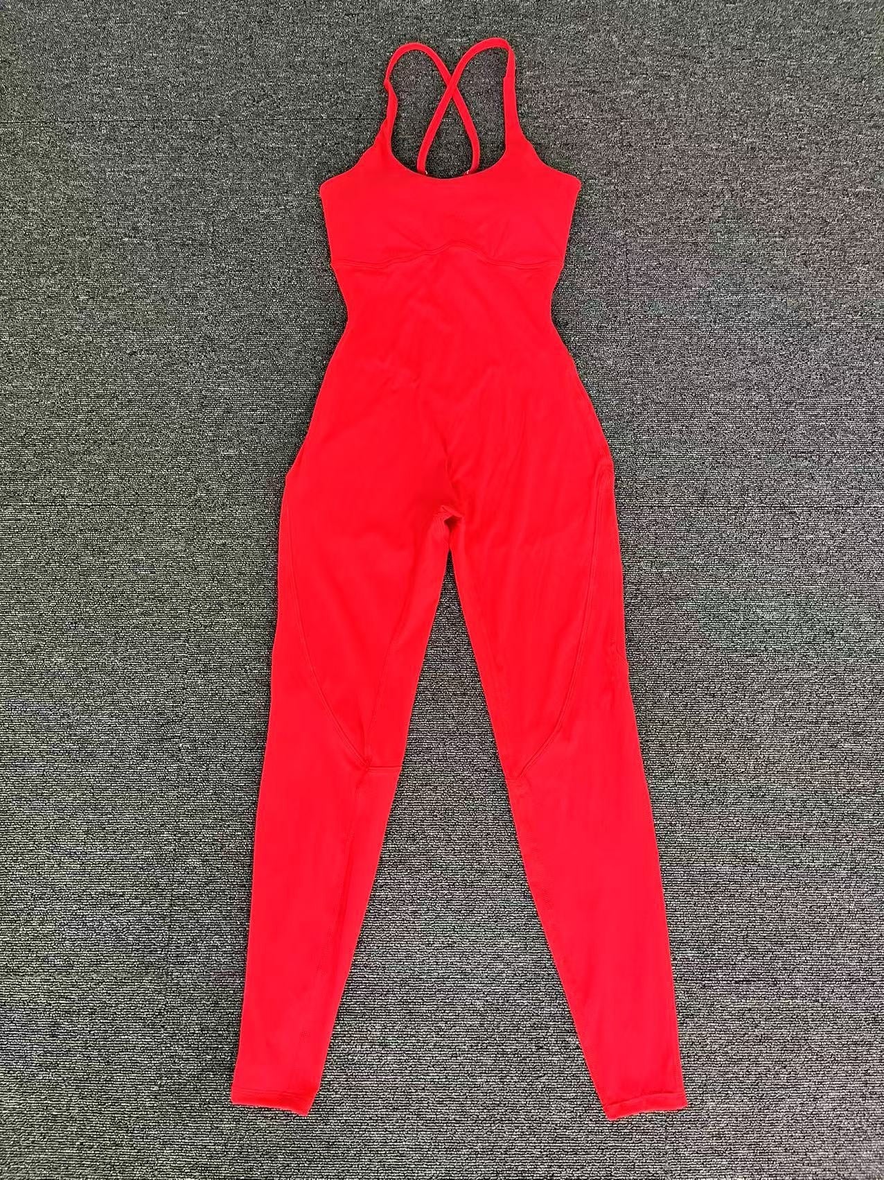 Women's Solid Color Casual Cross Back Summer Jumpsuit