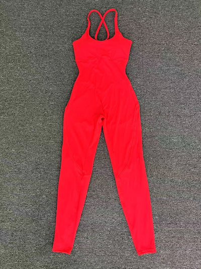 Women's Solid Color Casual Cross Back Summer Jumpsuit