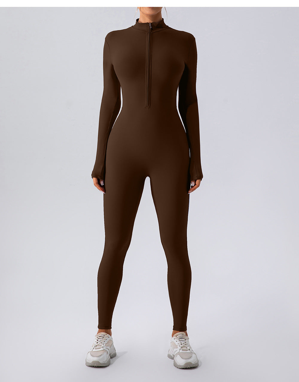 Fleece-lined Yoga Jumpsuit Long Sleeve Keep Warm Outerwear Tights