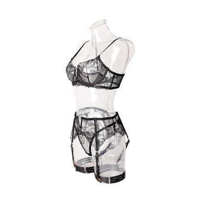Embroidered Hollow-Out Bra Set Lingerie For Intimate Moments