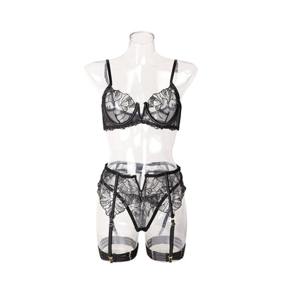 Embroidered Hollow-Out Bra Set Lingerie For Intimate Moments