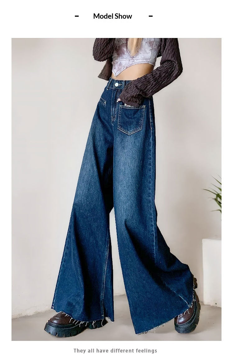 High-waisted Fashionable Wide-leg Flare Jeans For Women