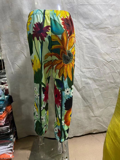 Women's Harem Pants Print Yoga Boho Sports Trousers With Pockets