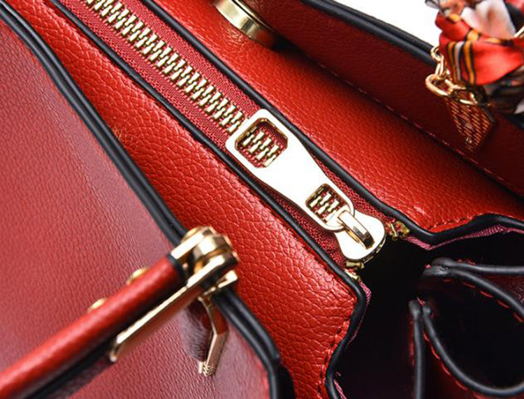 Women's Shoulder Bag With Leaf Pendant Fashion Silk Scarf Handbag
