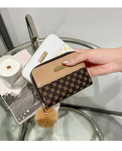 Women's Short Printing Color Contrast Korean Style Bag Wallet