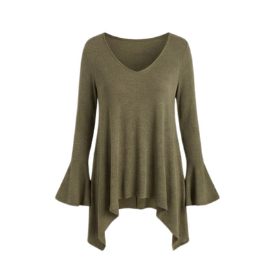 Womens Top With An Irregular Hem And Cuffs