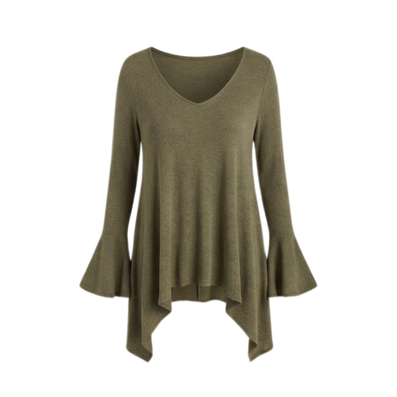 Womens Top With An Irregular Hem And Cuffs