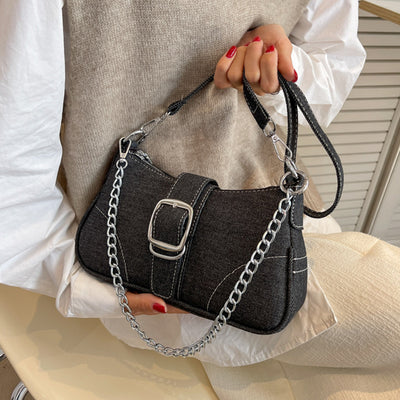 Denim Shoulder Bags Women's Fashion Chains Handbag Crossbody Bags Small Square Armpit Bag