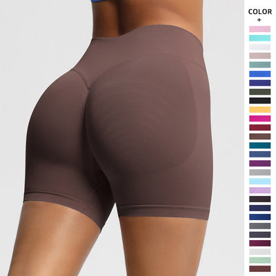 Seamless Three-section Waist Fitness Shorts Women's High Top Sports Yoga Shorts