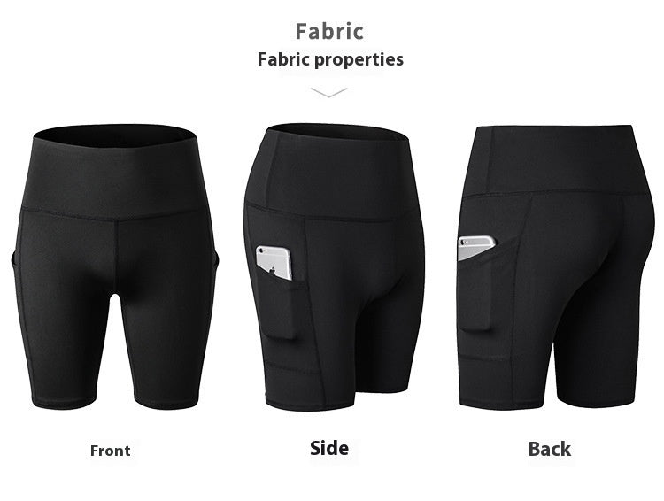 Women's High Waist Yoga Shorts Diagonal Pocket Running Training Quick-drying Tights Stretch Fitness
