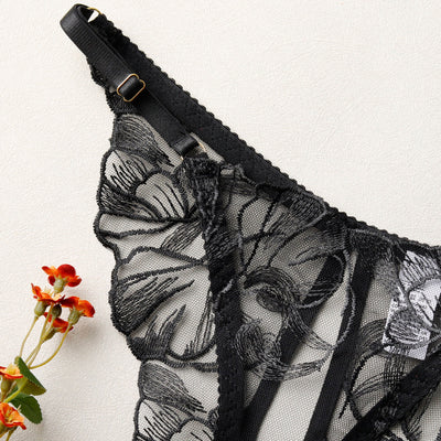 Embroidered Hollow-Out Bra Set Lingerie For Intimate Moments